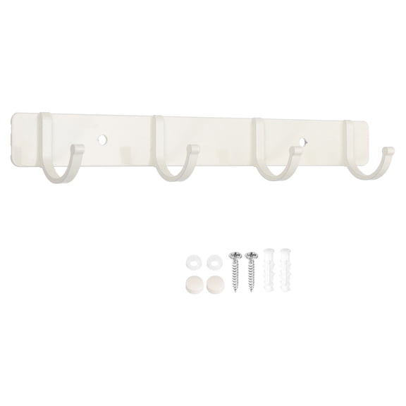 Uxcell Towel Hook Rack, 10 Inch Wall Mount Coat Rack No Drill Wall Mount Hooks Wall Clothes Hanger Rustproof for Bathroom Kitchen Bedroom, White(4 Hooks)