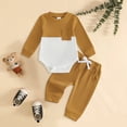 thumbnail image 2 of mgoYE Infant Baby Boy Fall Clothes Contrast Color Long Sleeve Romper and Stretch Pants Newborn 3 6 12 18M Outfit, 2 of 5