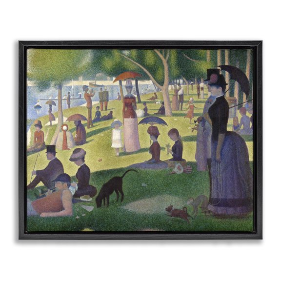 Stupell Industries Traditional Sunday on La Grande Jatte Georges Seurat Classic Black Floating Frame Canvas Art, 21 x 17, by one1000paintings