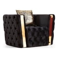 thumbnail image 5 of Naomi Button Tufted Chair Finished with Velvet Fabric and Gold Accent in Black, 5 of 5