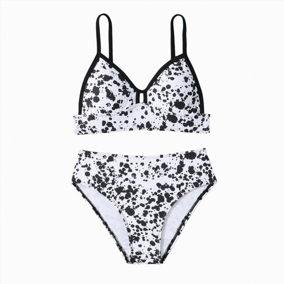 Ymyiu Baby Bathing Suit Girl Teen Girls Two-Piece Bikini Swimsuits Removable Chest Pad Swimwear Kids Size 9-10 Years (Black,9-10 Years)