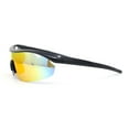 thumbnail image 3 of Mens Half Rim Color Mirror Wrap Around Oversized Shield Sport Sunglasses Black - Rainbow Mirror, 3 of 4