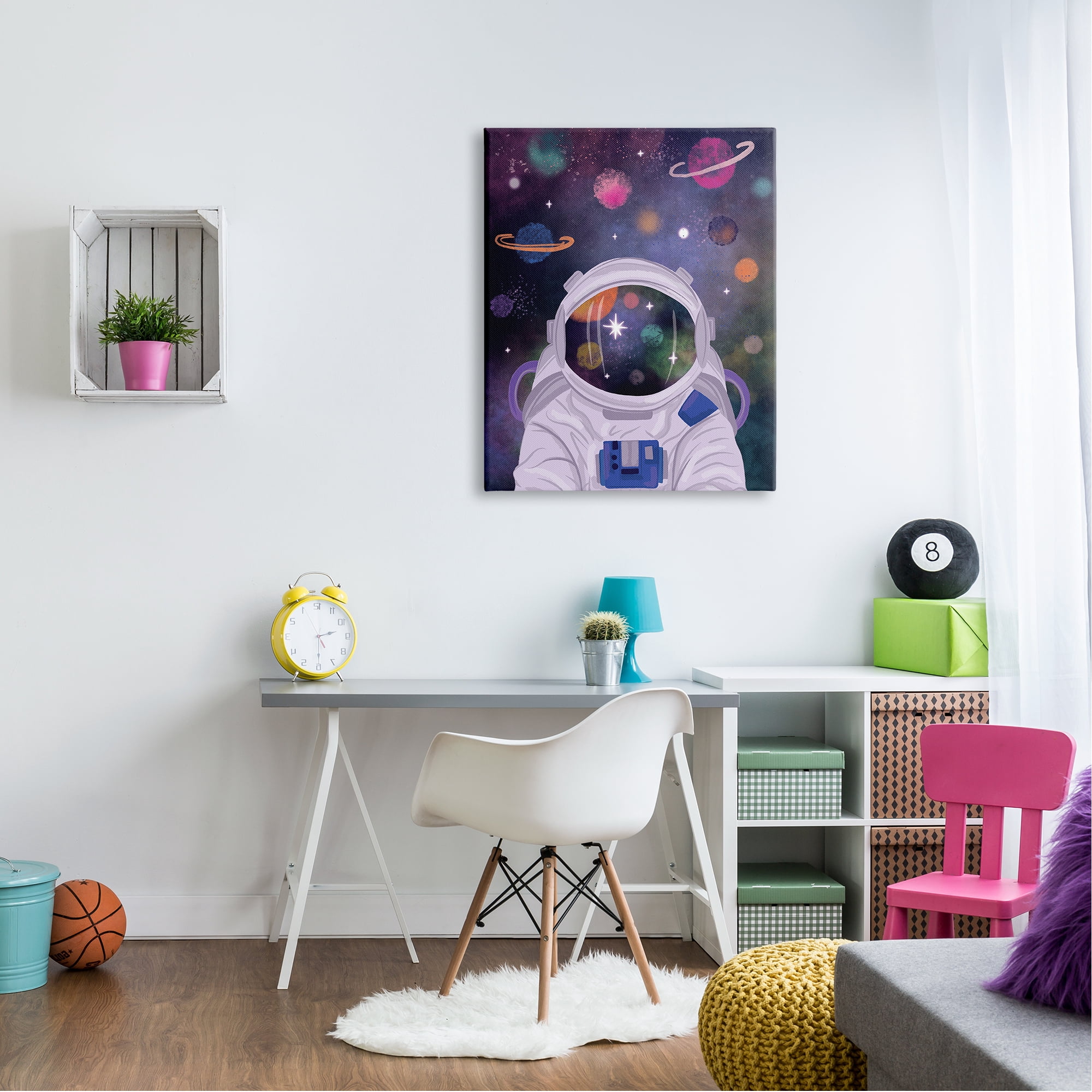 Stupell Industries Cosmic Universe Reflection Astronaut Helmet Galaxy Stars Canvas Wall Art, 30 x 40, Design by Lisa Perry Whitebutton
