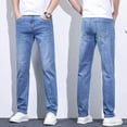 thumbnail image 3 of Business Men Straight Leg Classic Jeans Casual Denim Long Pants Slim Fit Simple Man Trousers Fashion Men's Stretch Jeans, 3 of 6