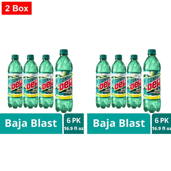 Mountain Dew Baja Blast Soda Bottles 6 CT / 16.9 fl oz - 2 Box