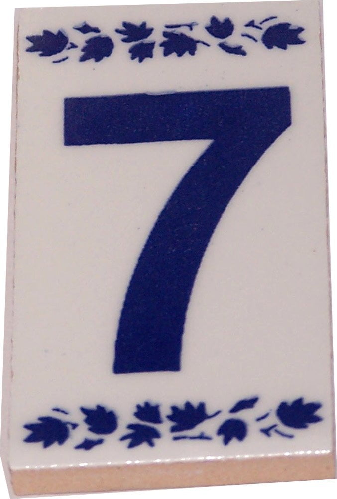 Asfour Outlet Trademark Numeral One painted tile from Jerusalem 3x1.5 Inches