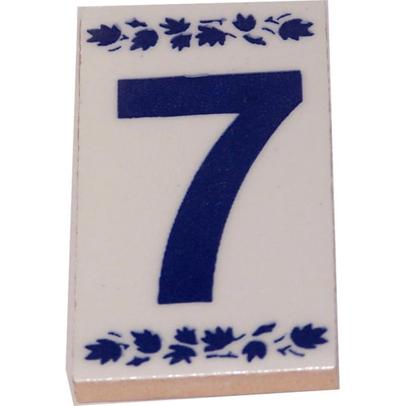 Numeral Seven painted tile from Jerusalem - 3x1.5 Inches - Asfour Outlet Trademark