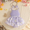 thumbnail image 6 of RMGVDSD Baby Girl Clothes Girls Sleeveless Romper Plaid Dress Floral Bowknot Ribbed Bodysuit Onesie Headband Set Summer Outfit 3-6 Months, 6 of 6