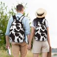 thumbnail image 4 of Disketp Cow Skin 2 print Canvas Backpack Lightweight Travel Daypack Student Rucksack Laptop Backpack-Small, 4 of 5