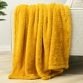 thumbnail image 6 of PAVILIA Sherpa Throw Blanket For Couch Sofa, Mustard Yellow Fluffy Warm Plush Blanket for Twin Bed, Cozy Super Soft Lightweight Throw, Fuzzy Decorative Blanket, All Season Home, 60x80, 6 of 9