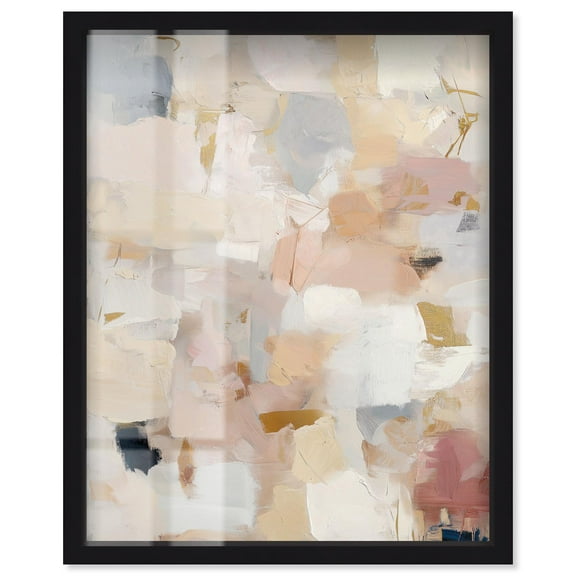 Aura of Beige Shadowbox Print Neutral Abstract Art by Art Remedy, Black Frame, 16 x 20