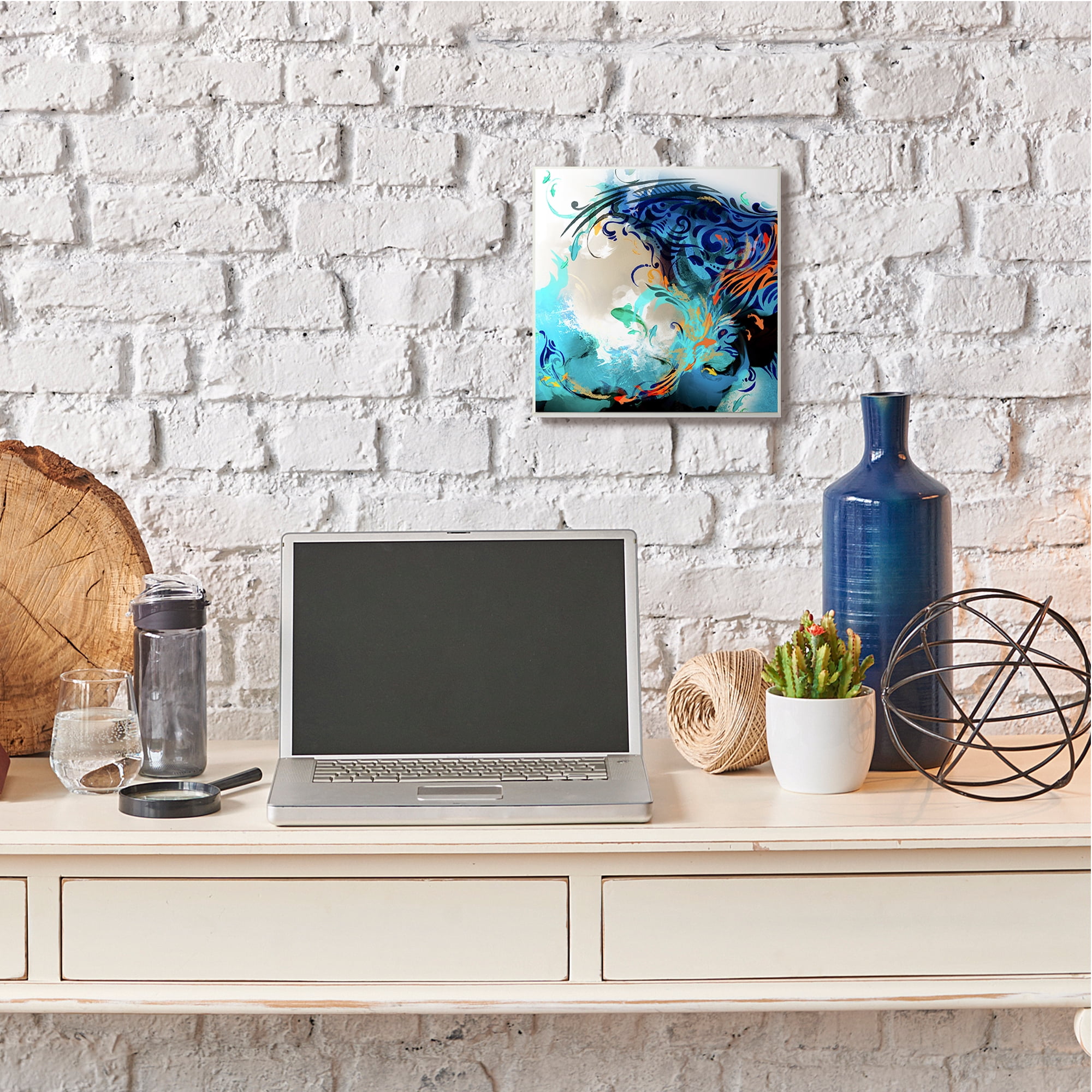 Stupell Industries Modern Tidal Wave Abstract Ocean Vibrant Detail Wall Plaque, 12 x 12, Design by Helen Abbas