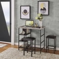 thumbnail image 4 of Weston Home Harper Counter Height Metal Table with Faux Marble Top and 2 Stools, Black, 4 of 12