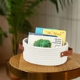 thumbnail image 5 of Small Woven Basket, Cute Oval Cotton Rope Gifts Basket with Handle Empty Baby Wicker Storage Baskets Nursery Box Bin Kids Organizer Cat Dog Toy Baskets Easter Baskets (White) 13x5.9x4.0", 5 of 6