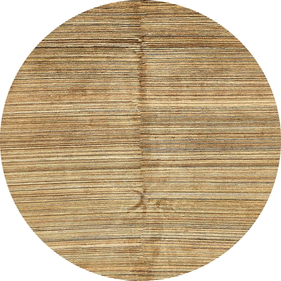 Ahgly Company Indoor Round Abstract Chrome Gold Yellow Abstract Area Rugs, 3' Round