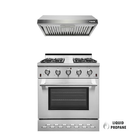 NXR 30" Stainless Steel Propane Gas Range with 4. 5 cu. ft. Convection Oven, Under Cabinet Hood Bundle SC3055 EH3019
