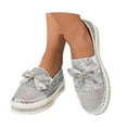 thumbnail image 3 of Xiaoxatg Women's Casual Shoes Fashion Solid Color Sequin Bow On Comfortable Footwear for Everyday Style 9 Silver, 3 of 8