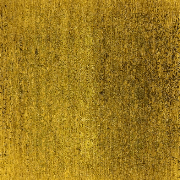 Ahgly Company Machine Washable Indoor Square Oriental Yellow Industrial Area Rugs, 8' Square