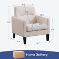thumbnail image 3 of Mid Century Modern Accent Chair, Upholstered Fabric Armchair with Thick Cushion and Solid Wood Frame, Comfy Reading Chair for Living Room Bedroom Apartment Office (Beige), 3 of 9