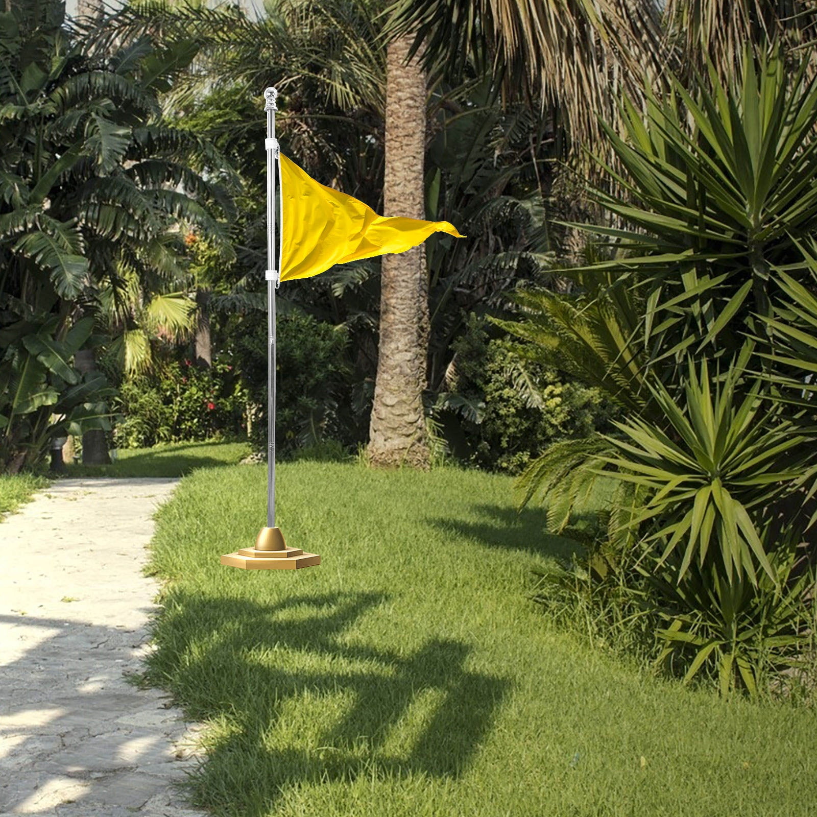Pawsdot Outdoor Stainless Steel Flagpole with Free Rotation Easy Assembly and Detachable Design Plated Silver Pole
