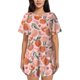 thumbnail image 1 of Balery Painting Peach Conjunto de Pijama para Mujer con Estampado, Dos Piezas de Manga Corta y Shorts, Ropa de Dormir Suave con Cuello Redondo y Bolsillos-Small, 1 of 6