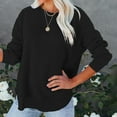 thumbnail image 5 of Hinvhai Sweatshirt for Women Crewneck Long Sleeve Side Split Tops Casual Solid Color Loose Pullover Shirts Clothes Black M(M), 5 of 7