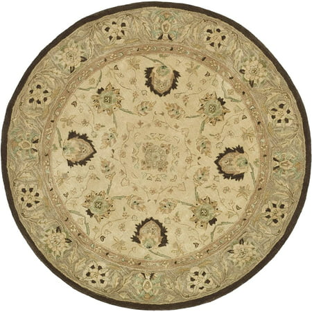 Anatolia Collection 6  Round Beige / Beige AN512A Handmade Traditional Oriental Premium Wool Area Rug 100% Wool The handmade  hand-tufted construction adds durability to this rug  ensuring it will be a favorite for many years Each rug is handmade with premium  hand-spun wool This traditional rug will give your room an elegant accent This round rug measures 6  in diameter For over 100 years  Safavieh has been crafting rugs of the higest quality and unmatched style