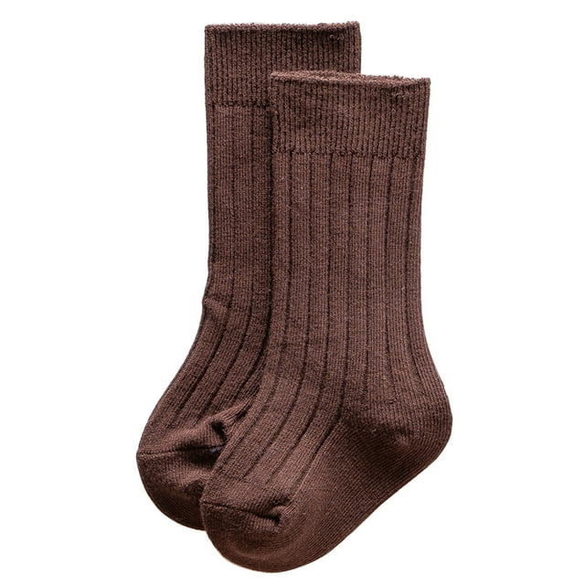SAYOO Toddler Baby Medium Tube Socks, Solid Color Ribbed Knit Knee High Socks Seamless Uniform Stockings(0-3 Years)