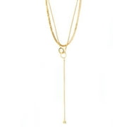 JEENMATA Interlocking Filigree Rings Necklace - Curby Chain Necklace - 18K Yellow Gold Plating over Silver - 2 Layered Women Necklace Set