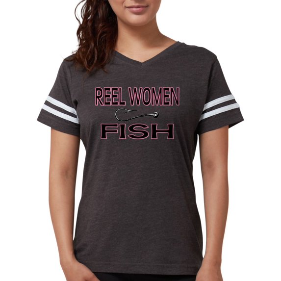 CafePress - Reel Women Fish Women's Dark T Shirt - Womens Football Shirt