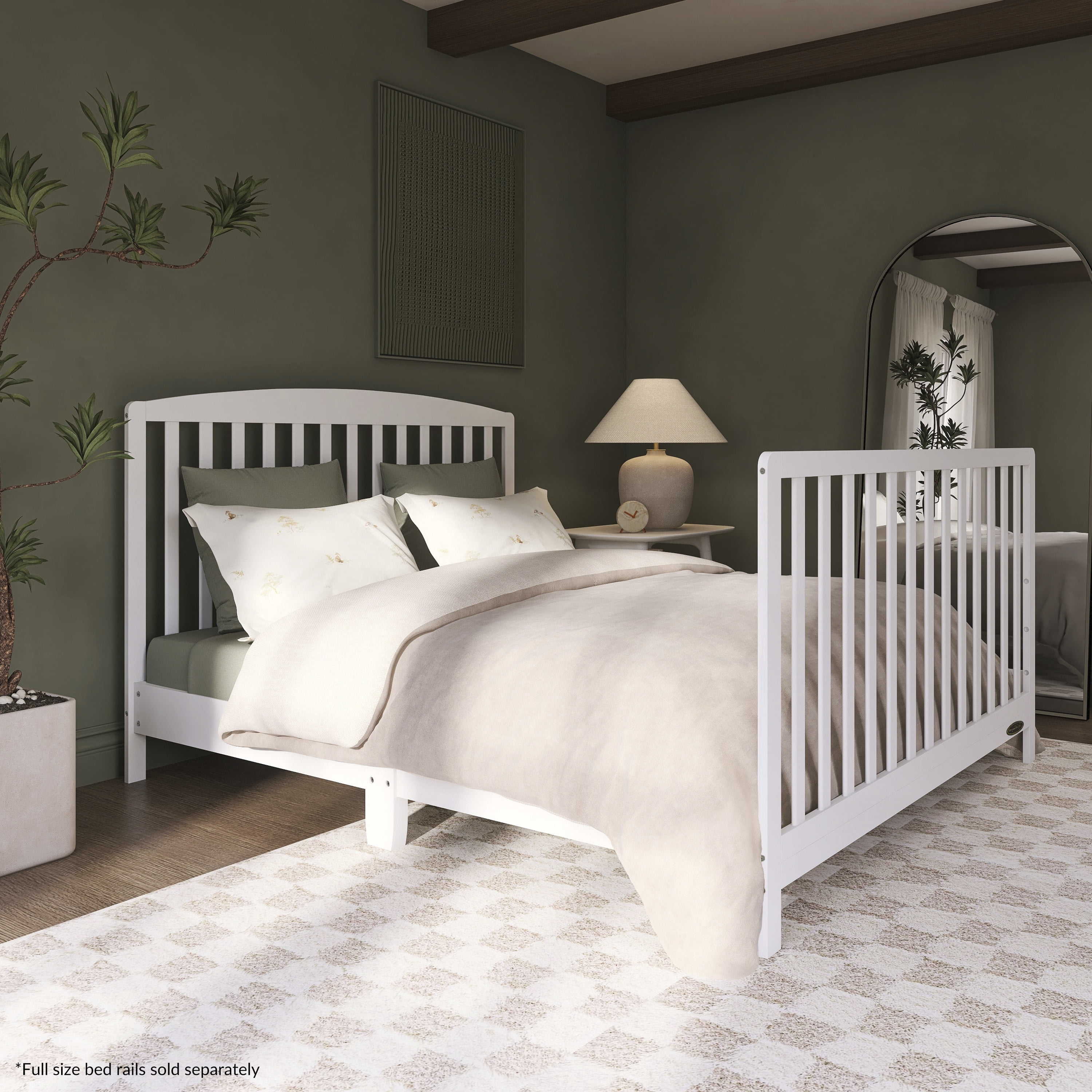 Dream On Me Odelle 5-in-1 Convertible Crib, Baby Crib to Toddler Bed and Full Size Bed, Three Adjustable Mattress Height Positions, White