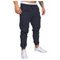 thumbnail image 5 of uikmnh Mens Sweatpants Mens Cotton Casual Pants Solid Color Comfortable Drawstring Pocket Color Matching Design Overalls Pants Pants Casual Pants Size:M, 5 of 9