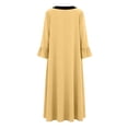 thumbnail image 6 of Women's Boho Long Sleeve Maxi Dress Solid V-Neck Pleated Dress with Pockets Soft Breathable Fabric for 2026 Spring Summer Casual Daily Wear, 6 of 7