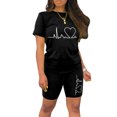 thumbnail image 2 of Innerwin Ensemble de Jogging à Manches Courtes pour Femmes Tenue Deux Pièces Course Taille Élastique Survêtement Confortable Noir 2TG, 2 of 4
