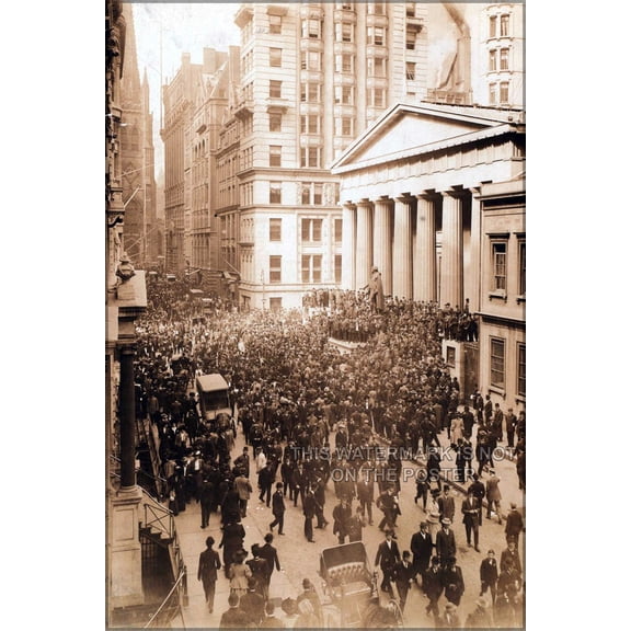 24"x36" Gallery Poster, Wall Street during the Bankers Panic of 1907