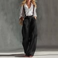 thumbnail image 2 of VBVC Women's Suspender Wide Leg Pants,High Waisted Button Front Trousers For Women,Ladies Lightweight Summer Work Overalls Pants with Pockets,Black,S-2XL, 2 of 7