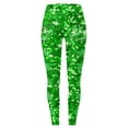 thumbnail image 5 of XIAONU Womens Shamrock Print Leggings High Waist Graphic Tights Stretchy Festive Holiday Bottoms Green, 5 of 5