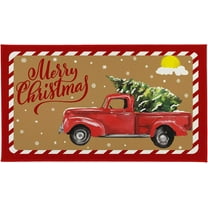 Christmas Door Mat Decorations Griswold Kitchen Mat Welcome Mat Merry Christmas Outdoor Checker Doormat Truck and Tree Kitchen Rug Winter Family Decor Snowflake Crystal Velvet 30" X 17"