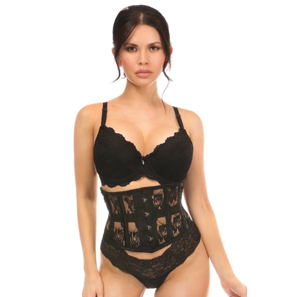 Lavish Lt Pink Sheer Lace Underwire Waist Cincher Corset