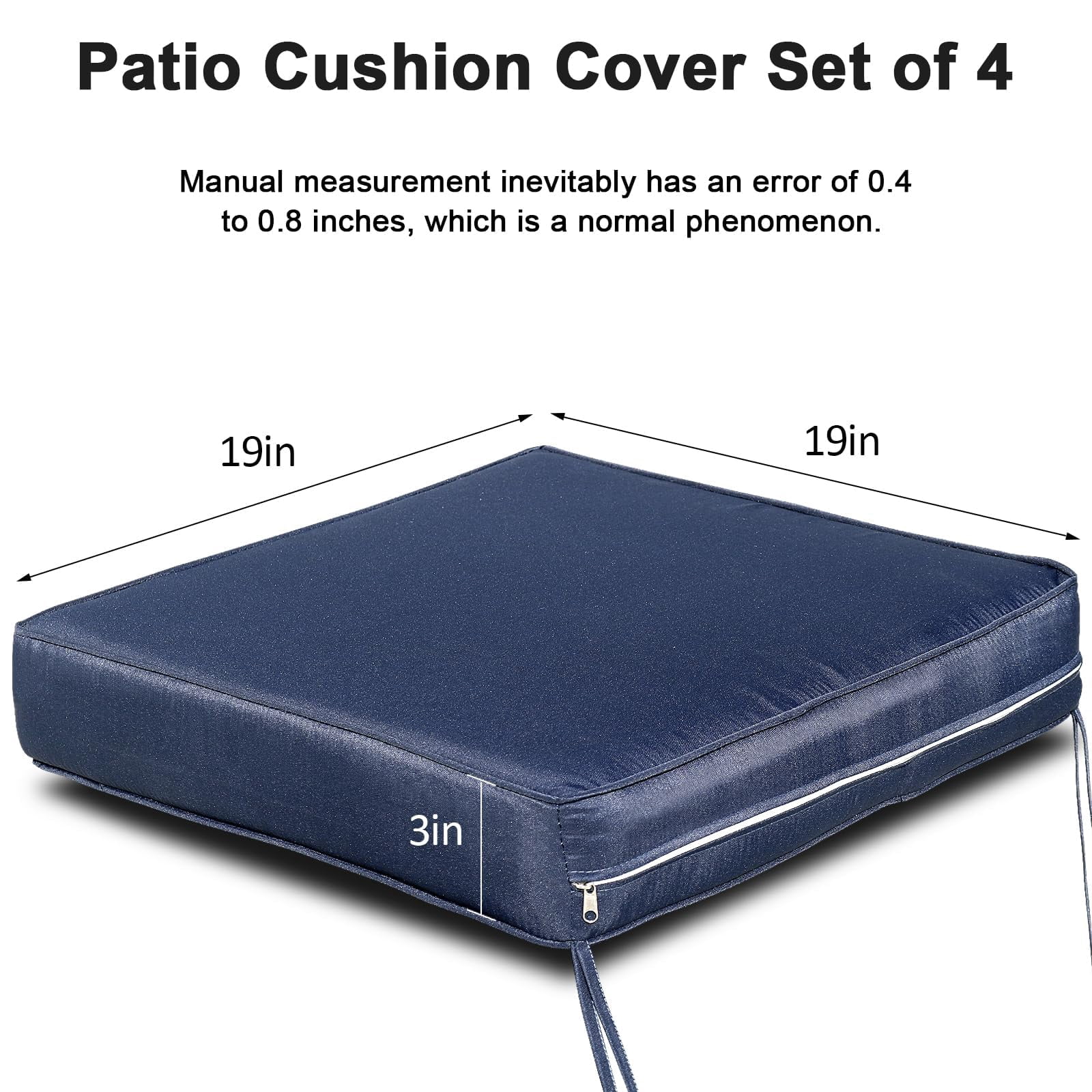 Outdoor Cushion Covers 4 Pack Waterproof&Fade Resistant Zipper Patio Furniture Cushion Covers for Couch, Sofa, Chair, Replacement Covers Only