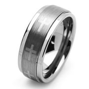 Men's Tungsten Carbide Wedding Band Ring 9mm Comfort Fit Cross Engraved For Men & Women