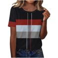 thumbnail image 1 of Camisetas Casuales de las Mujeres Estampadas Cuello Tripulado Manga Corta Superior, Ligera Mezcla de Poliéster Blusa de Moda, 1 of 6
