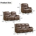 thumbnail image 3 of Bonzy Home Recliner Sofa Set — Single Recliner, Loveseat & 3-Seat Sofa with Hidden Storage & Cup Holders, Vintage Rivet Mid-Century, Brown, 3 of 6