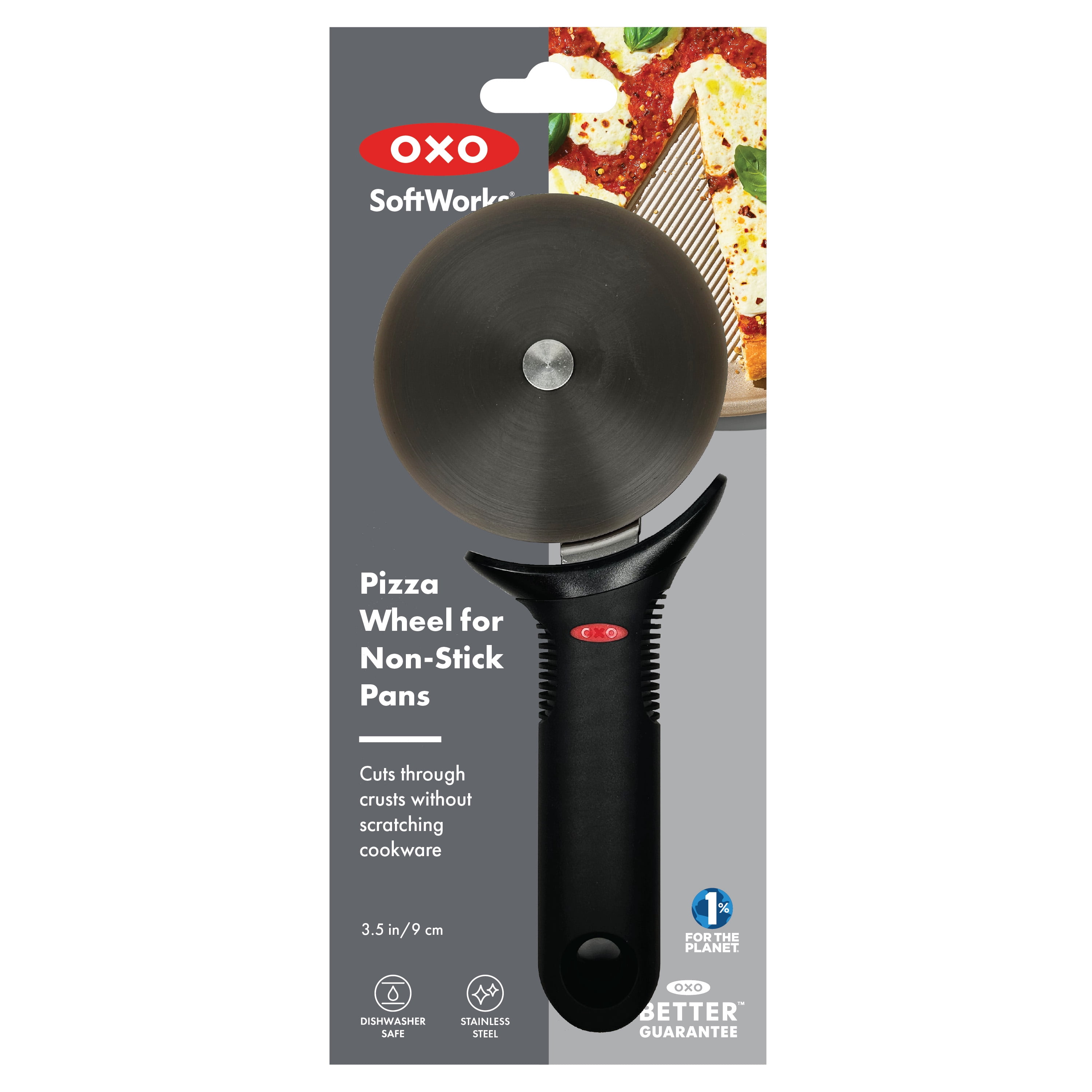 OXO SoftWorks 3.5-Inch Non-Stick Pizza Cutter Wheel with Thumb Guard, Black