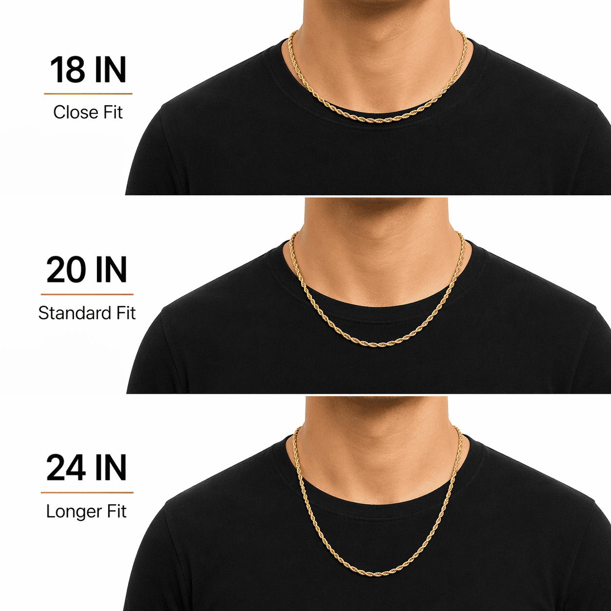 Bling Trax 14K Gold Filled Rope Chain Necklace, Cadena de Oro 3.8mm Diamond Cut Gold Chain for Men and Women, 24 Inch