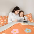thumbnail image 4 of Homewish Watercolor Floral Queen Comforter Set,Orange Flowers Comforter Sets Queen,Light Gray Reversible,3-Piece,1 Comforter and 2 Pillowcases, 4 of 7
