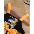 thumbnail image 5 of hirigin Baby Girls Romper, Sleeveless Spider Letters Print Stripes Bowknot Tulle Patchwork Dress for Halloween, 5 of 9
