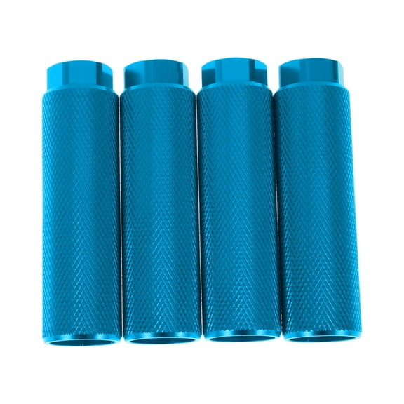 4 Pcs Aluminum Alloy Anti-Skid Bike Pegs 100mm Length Bicycle Backseats Stands Cycling Foot Pegs 3/8 inch Axles Sky Blue