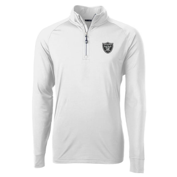 Men's Cutter & Buck White Las Vegas Raiders Adapt Eco Knit Quarter-Zip Pullover Jacket