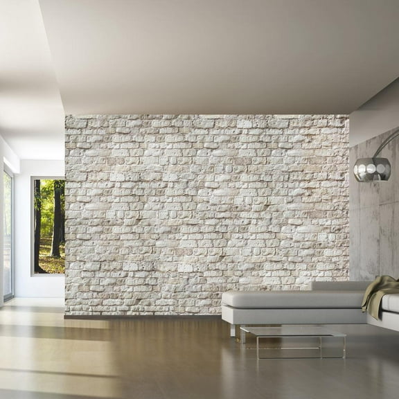 Tiptophomedecor Peel and Stick Wallpaper Wall Mural - White Brick Wall Background - Removable Wall Decals
